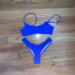 Blue thong bikini